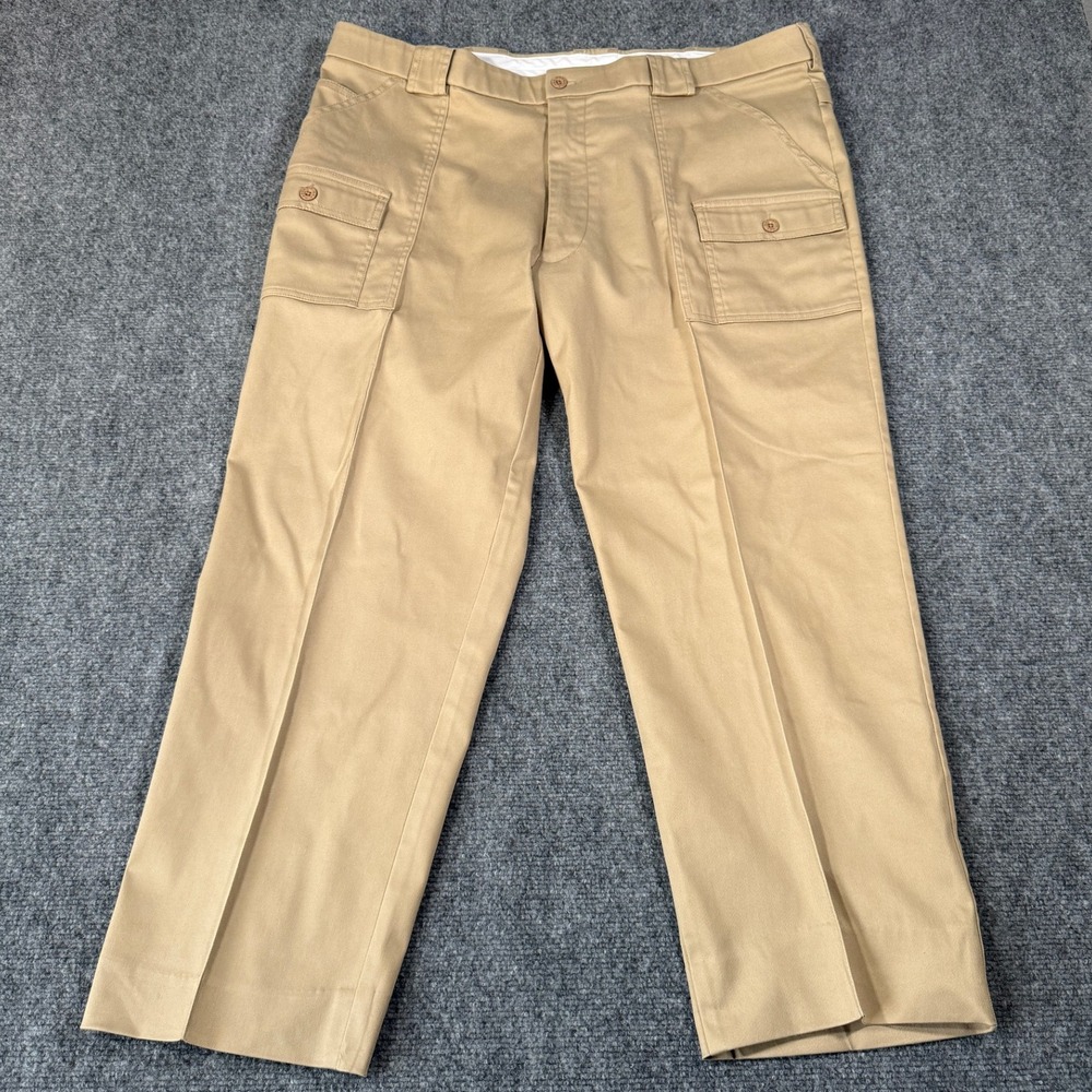 Mens Sportif USA Stretch Garment Khaki Tan 42 Cargo Pants Relaxed Fit‎